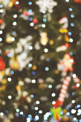 Wall Mural - defocused light bokeh of christmas light tree,happy new year and Christmas holiday background