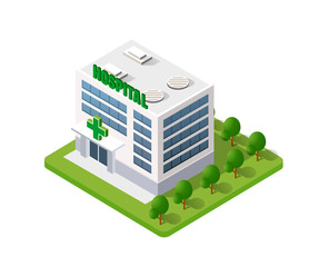 Wall Mural - Hospital Isometric 3d Building