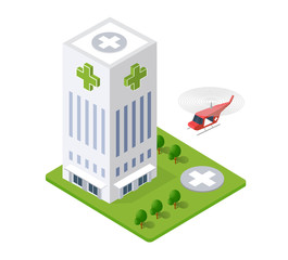 Wall Mural - Hospital Isometric 3d Building