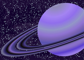 Wall Mural - planet saturn with an asteroid belt. starry colorful space background for your design. fantasy, cart
