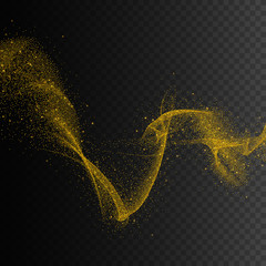 Wall Mural - Gold glittering star dust trail sparkling particles. Vector background