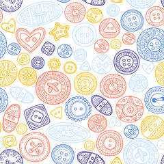 Wall Mural - Vector seamless pattern with cloth buttons in boho style