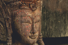 Buddha Statue Wooden Old From B.Tawai, Chiang Mai, Thailand