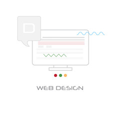 Wall Mural - computer screen web design development concept line style isolated