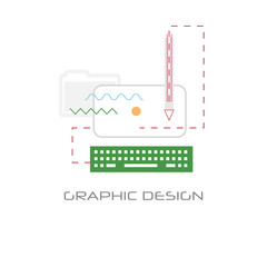 Wall Mural - graphic design development computer technology concept line style isolated