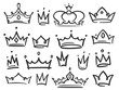 Sketch crown. Simple graffiti crowning, elegant queen or king crowns hand drawn vector illustration