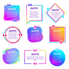 Wall Mural - Quote info box. Text remark frame, quotes reference label and texting dialogue words excerpt frames boxes vector set