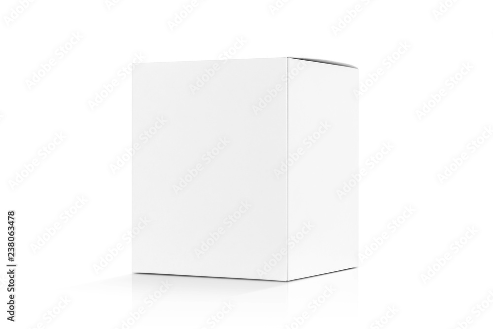 white cardboard box isolated on white background - obrazy, fototapety, plakaty 