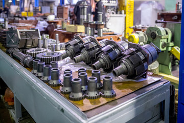 tools and parts in a tractor factory