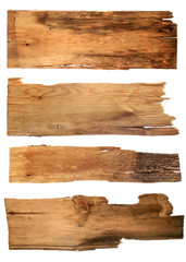 Wall Mural - old wooden boards isolated on white background. close up of an e