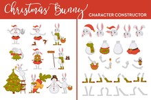Christmas Bunny Character Constructor Rabbit On Winter Holiday