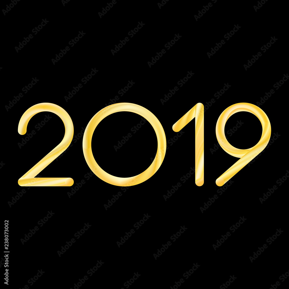 2019 new year lettering in modern fluid liquid blend gold gradient colors on colorful red violet background. stock vector illustration clipart - obrazy, fototapety, plakaty 