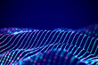 © Maksim Kabakou - 3D Sound waves with color dots. Big data abstract visualization. Digital concept: virtual landscape. Futuristic background. Blue-pink sound waves, visual audio equalizer, EPS 10 vector illustration.