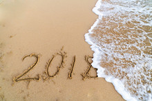 The 2018 Written On The Sand While The Wave Is Cancelling The 8 Symbolising The Coming End Of The Year. 