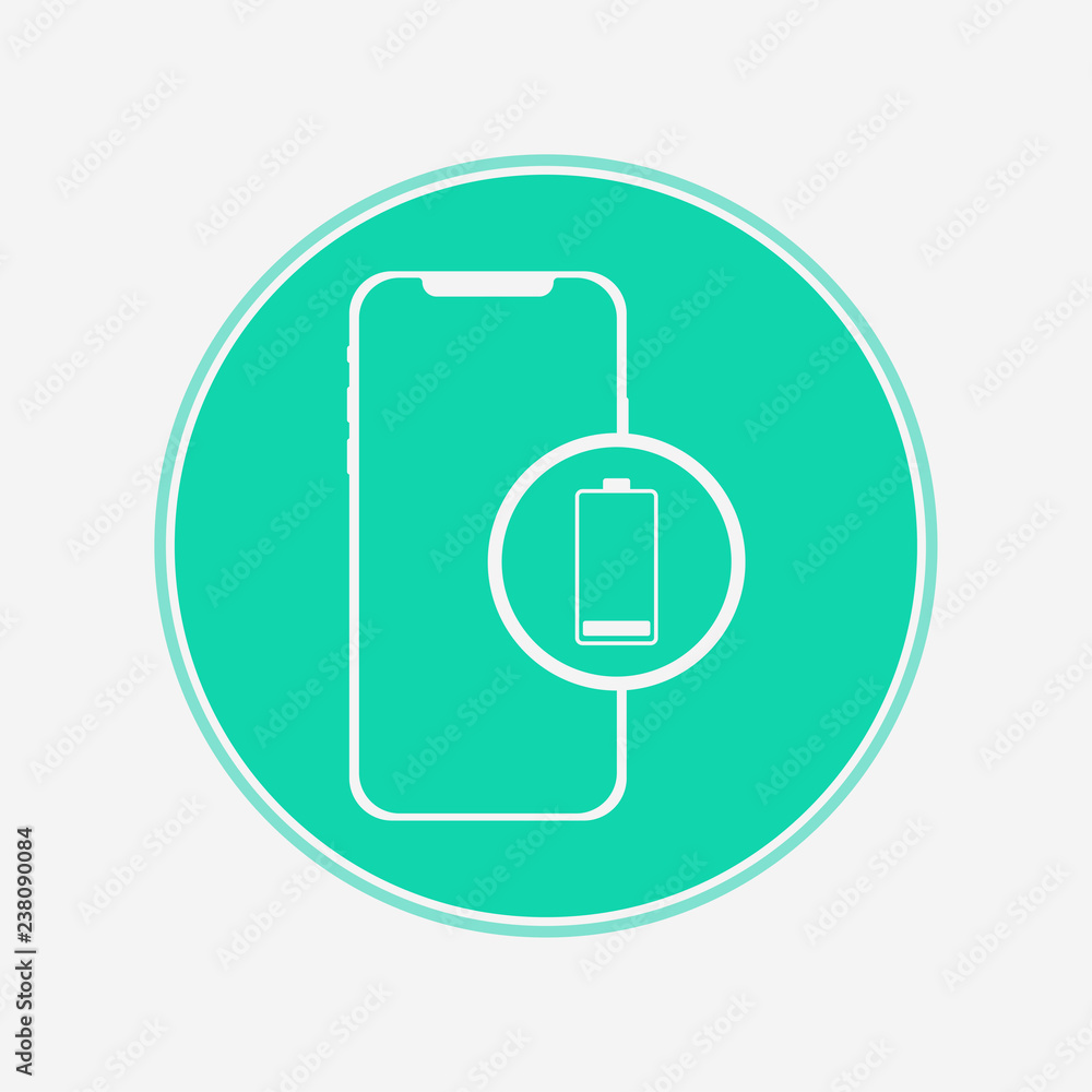 Phone with battery vector icon sign symbol