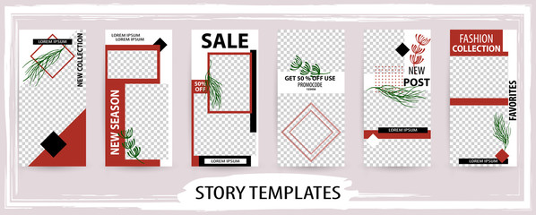 Trendy editable winter template for social networks stories, vector illustration.
