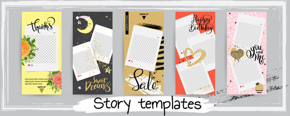 Trendy editable template for social networks stories, vector illustration.