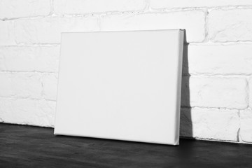 poster template. blank canvas frame. side view.