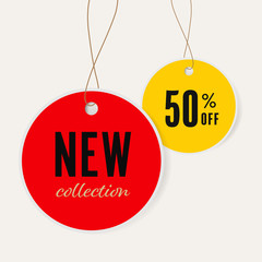 Wall Mural - new tag and sale label. hanging banner and badges design.