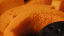 Macro, Pieces Of Fresh Orange Pumpkin Stewed On A Gas Stove
