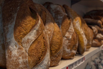 loafs of bread in bakery