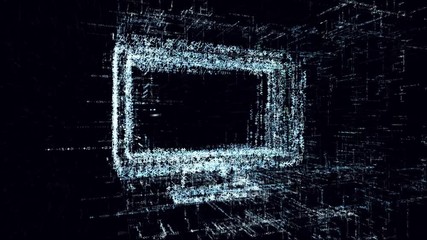 Wall Mural - intro animationof the screen. Abstract monitor consisting of program code in electronic space