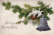 © hodagmedia - Christmas holiday vintage card bell and evergreen
