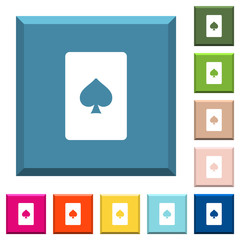 Wall Mural - Spades card symbol white icons on edged square buttons