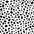 Cow skin texture seamless pattern. Black and white background. Animal print design. Wallpaper for apparel, textile, wrapping paper, etc. Vector illustration. 