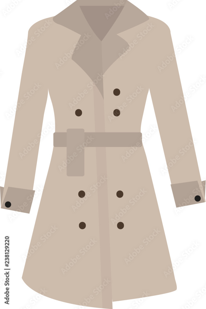trench coat icon in flat style isolated vector illustration on white ...
