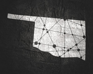 Wall Mural - Image relative to USA travel. Oklahoma state map textured by lines and dots pattern