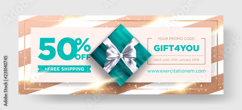 Vector Birthday Gift Coupon - Elegant Christmas Voucher Design - Premium eGift Card Background for Ecommerce, Online Shopping - Marketing Business ...