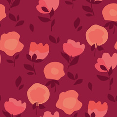 Wall Mural - Soft minimal style floral motif in coral colors.