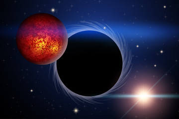Wall Mural - background of space with black hole