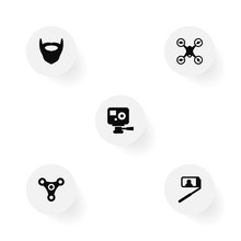 Set Of 5 Modern Icons Set. Collection Of Spinner, Drone, Action Camera And Other Elements.
