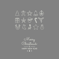 Wall Mural - Design of Christmas banner with wishes and hand drawn ornaments. Vector.
