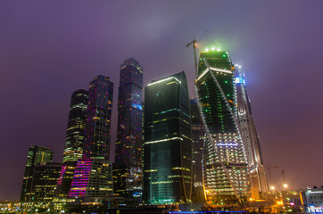 Night view on Moscow City