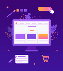 Wall Mural - customize your website. administration panel. website builder concept. web development. flat vector 