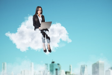 Woman working on cloud