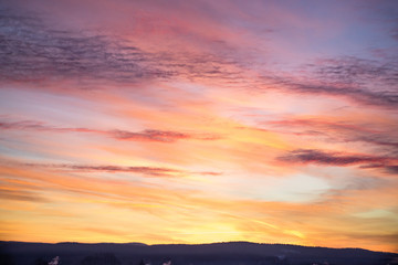 beautiful sunset, clouds in many colors