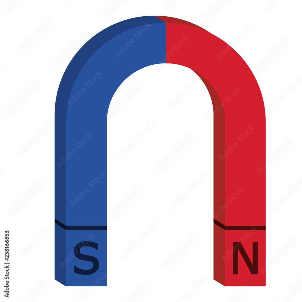 Magnet red and blue color Positive and negative polarity Magnetic