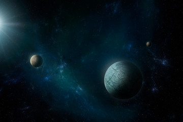 Wall Mural - planets in space astronomy dark background