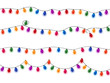 vector collection of realistic lantern garlands on white background