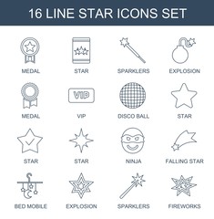 Canvas Print - star icons. Trendy 16 star icons. Contain icons such as medal, sparklers, explosion, vip, disco ball, ninja, falling star, bed mobile, fireworks. star icon for web and mobile.