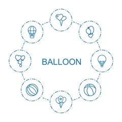 Canvas Print - 8 balloon icons. Trendy balloon icons white background. Included outline icons such as heart shaped air balloon, heart baloons, air balloon, beach ball. balloon icon for web and mobile.