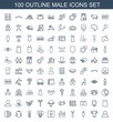 © HN Works - male icons. Trendy 100 male icons. Contain icons such as user, cow, man, tie, table, man WC, elephant, underpants, sweater, belt, singlet, man hairstyle. male icon for web and mobile.