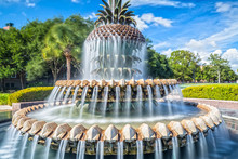 Long Exposure Of The Famous Pineapple Fountain In Waterfront Park In Charleston, SC