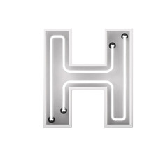 Wall Mural - White neon style light letter H. Glowing neon Capital letter. 3D rendering