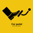 Pedal car black icon silhouette. Vector illustration flat design. Isolated on white background.