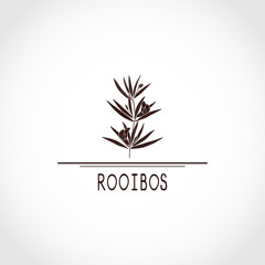 Wall Mural - Rooibos. Leaves, flower. Monophonic. Black silhouette, text. Logo, emblem, sign, symbol.